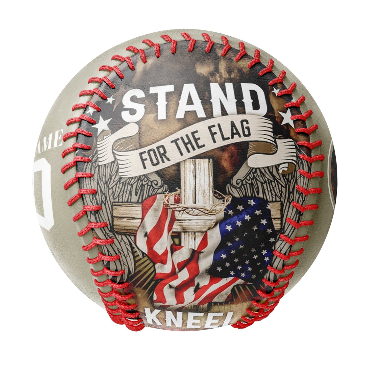 Custom Wheat American Flag Wings Cross Photo Baseballs