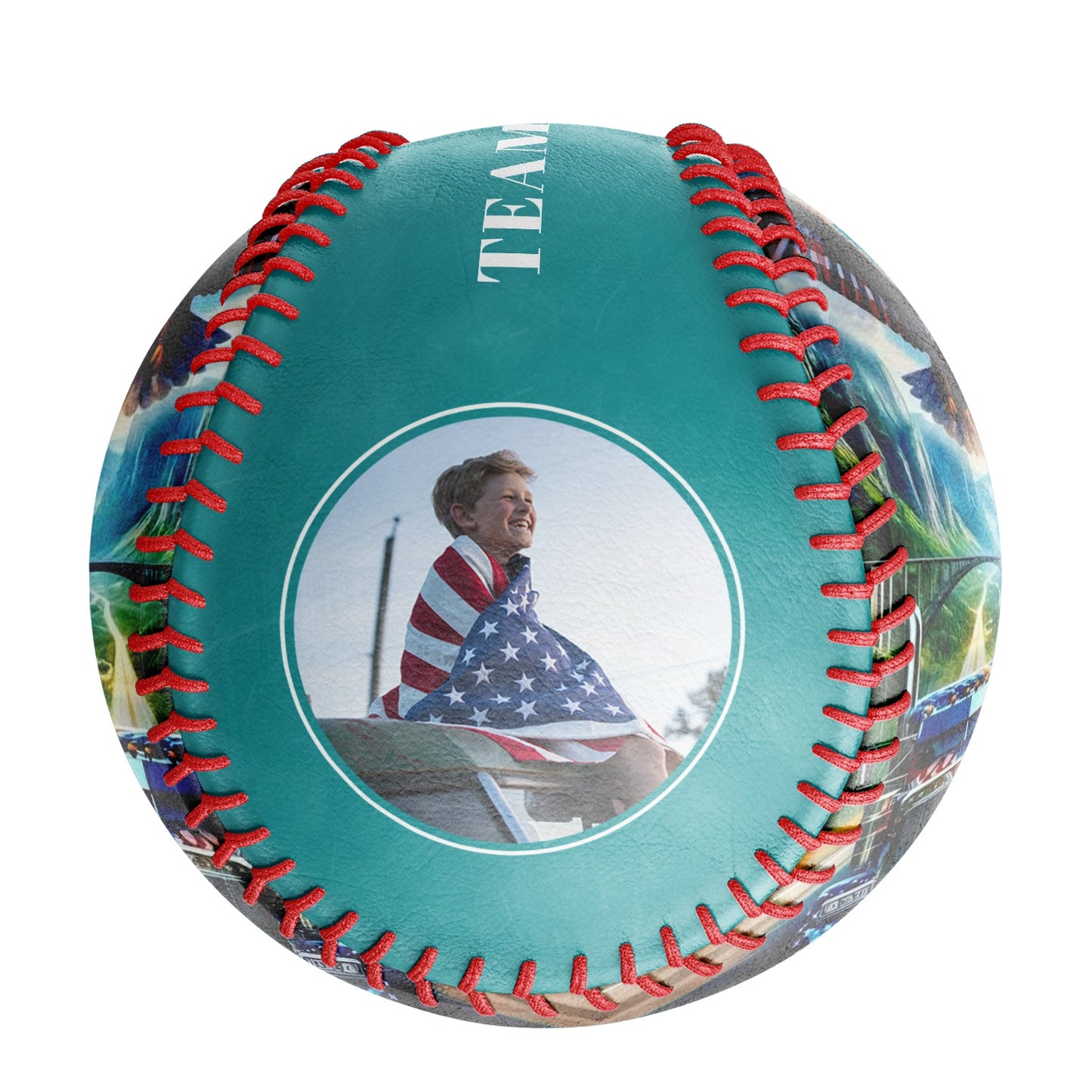 Custom Teal American Flag Eagle Truck Photo Baseballs