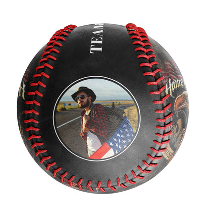 Custom Black American Flag Eagle Veterans Photo Baseballs