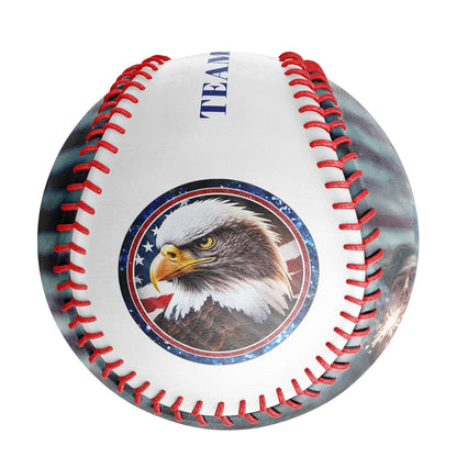 Custom White American Flag Eagle Photo Baseballs