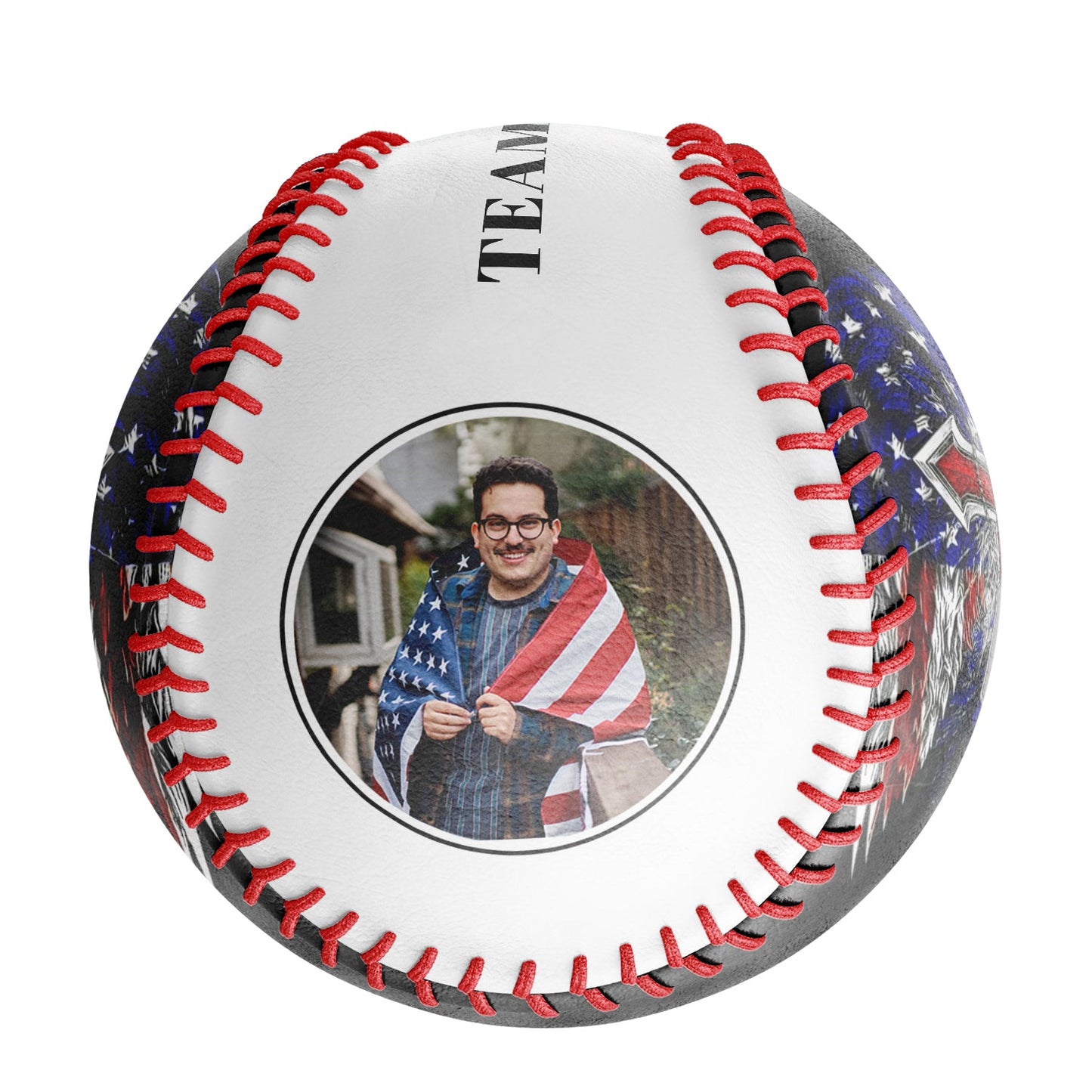 Custom White American Flag Cross Photo Baseballs