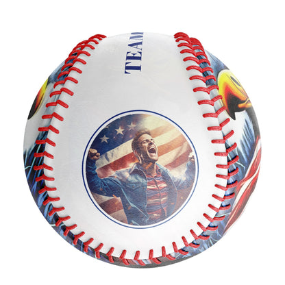 Custom White American Flag Eagle Photo Baseballs