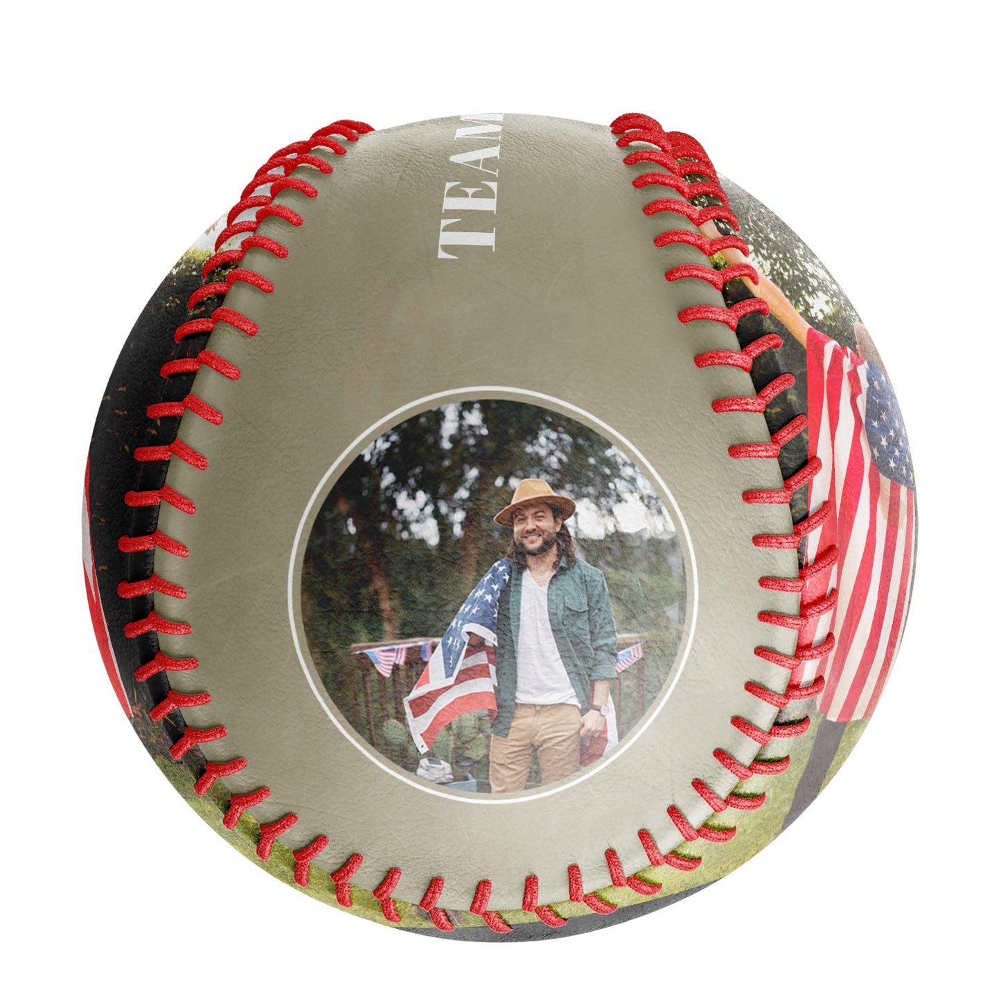 Custom Wheat American Flag Wings Cross Photo Baseballs