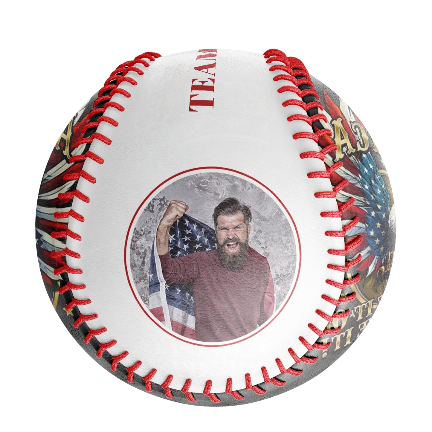 Custom White American Flag Eagle Photo Baseballs