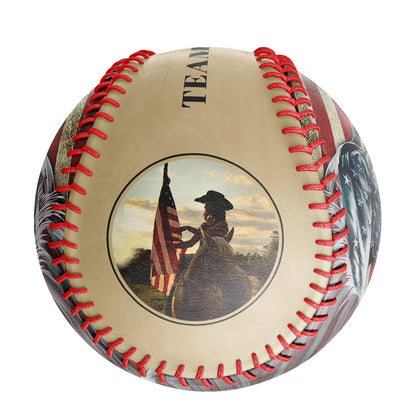 Custom Old Gold American Flag Horse Photo Baseballs