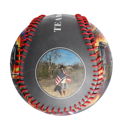 Custom Dark Grey American Flag Truck Grim Reaper Photo Baseballs