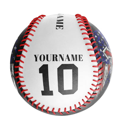 Custom White American Flag Cross Photo Baseballs