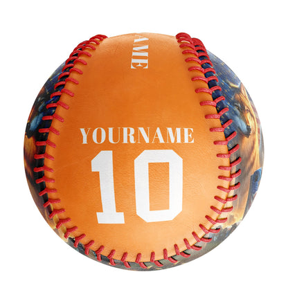 Custom Orange American Flag Wolf Bear Truck Photo Baseballs