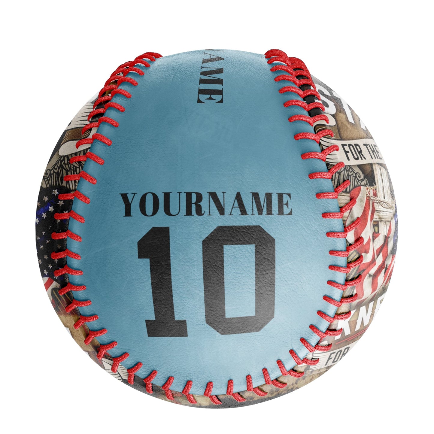 Custom Shadow Blue American Flag Eagle Photo Baseballs