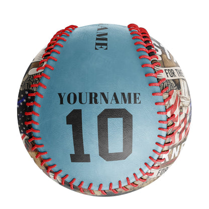 Custom Shadow Blue American Flag Eagle Photo Baseballs