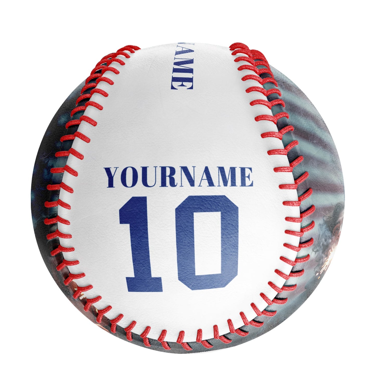 Custom White American Flag Eagle Photo Baseballs