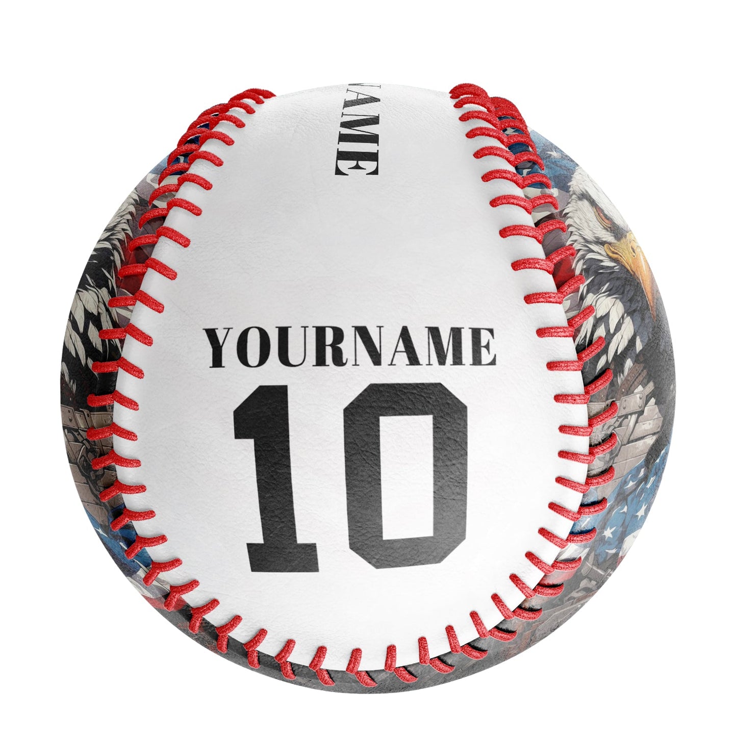 Custom White American Flag Eagle Photo Baseballs