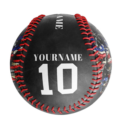 Custom Black American Flag Skull Photo Baseballs