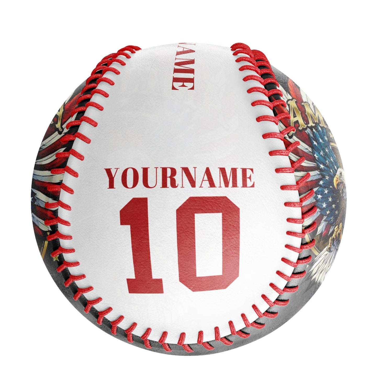 Custom White American Flag Eagle Photo Baseballs