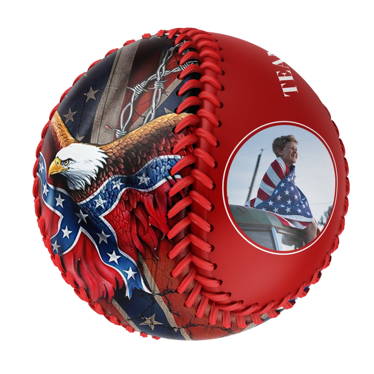 Custom Red American Flag Eagle Photo Baseballs