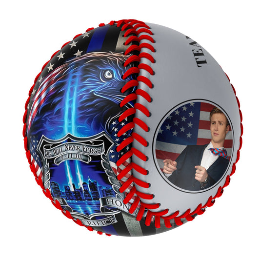 Custom Light Grey American Flag Eagle Photo Baseballs