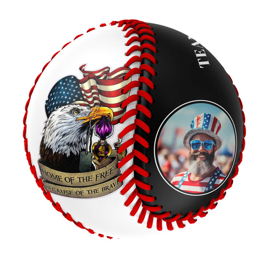 Custom Black American Flag Eagle Photo Baseballs