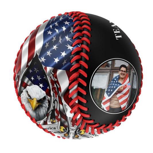 Custom Black American Flag Eagle Photo Baseballs