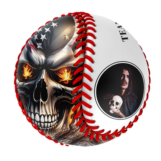 Custom White American Flag Skull Photo Baseballs