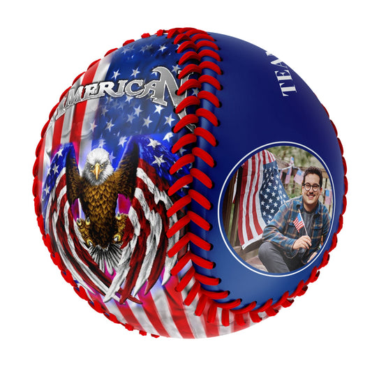 Custom Royal American Flag Eagle Photo Baseballs