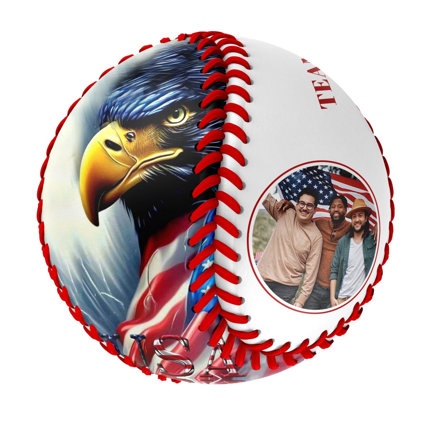 Custom White American Flag Eagle Photo Baseballs