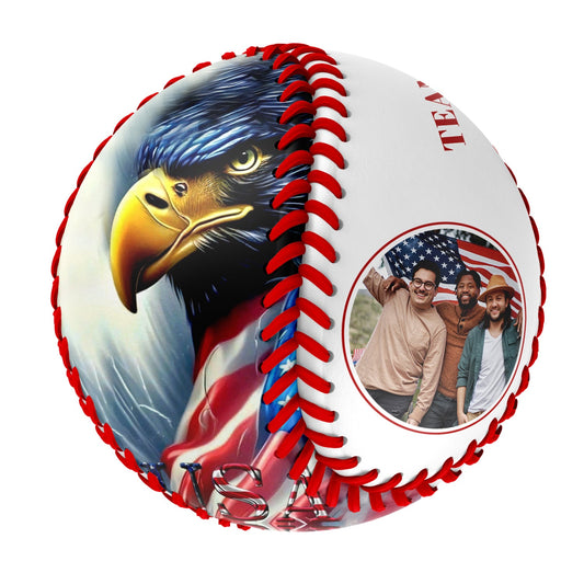 Custom White American Flag Eagle Photo Baseballs