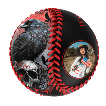 Custom Black Eagle Skull Halloween Photo Baseballs