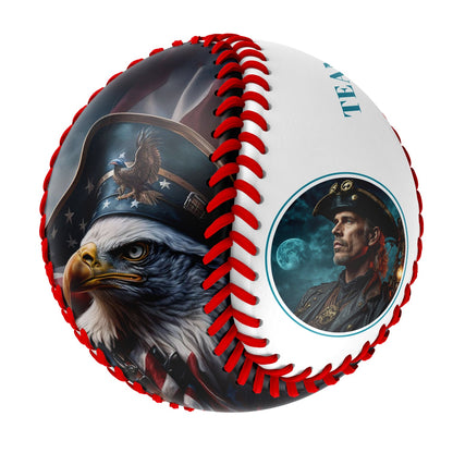 Custom White American Flag Eagle Pirates Photo Baseballs