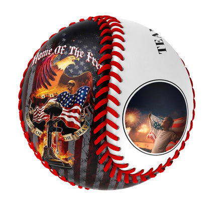 Custom White American Flag Eagle Veterans Photo Baseballs