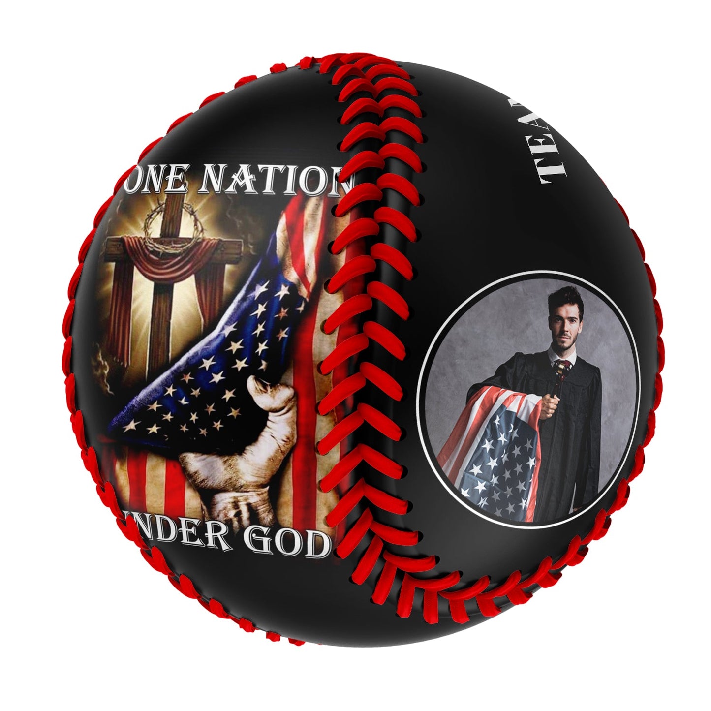 Custom Black American Flag Cross Photo Baseballs