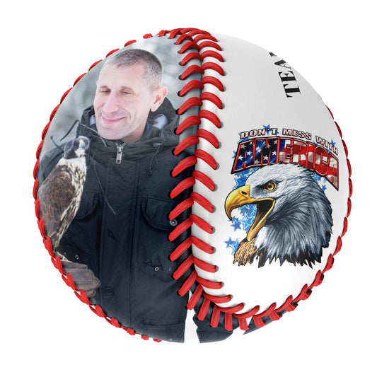 Custom White American Flag Eagle Photo Baseballs