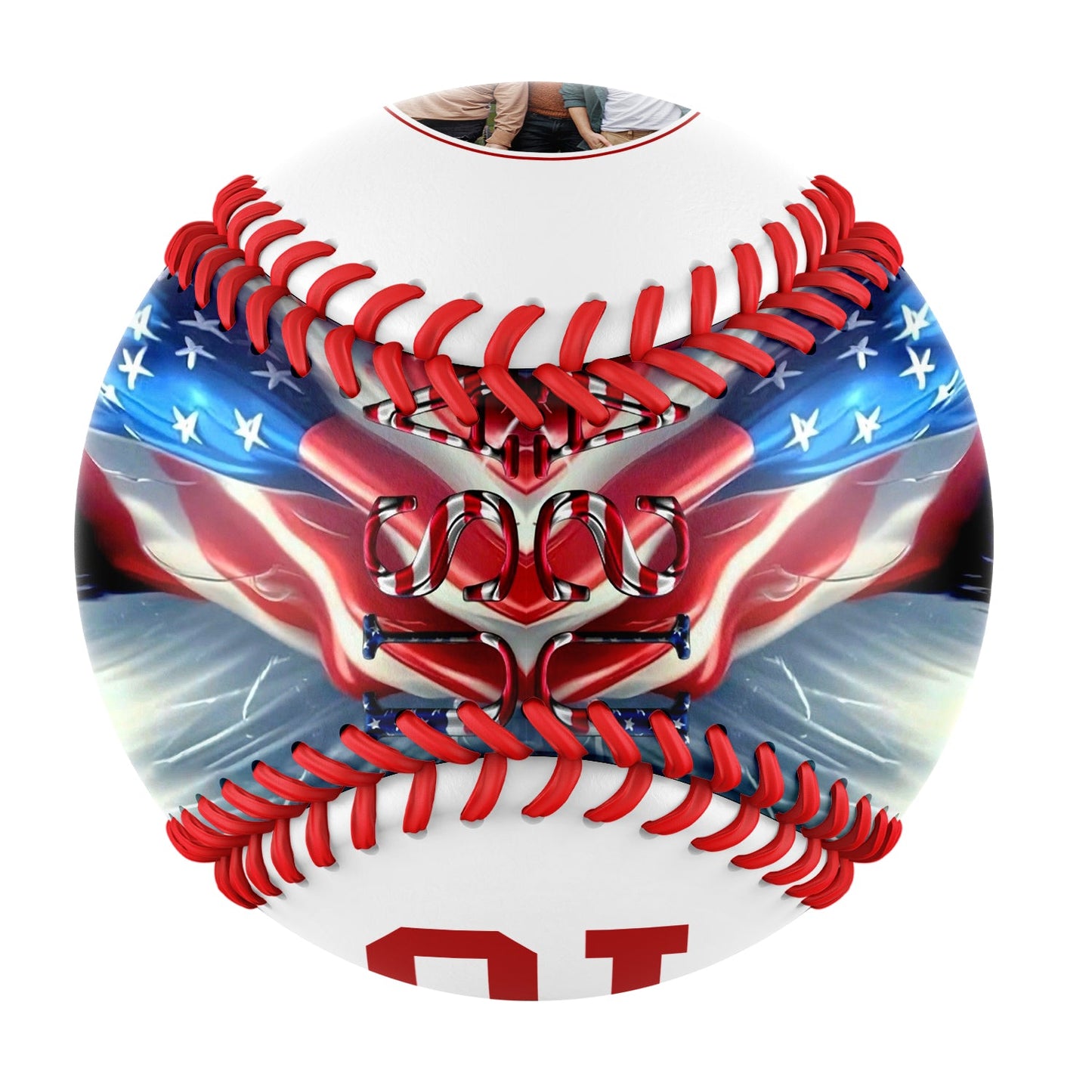 Custom White American Flag Eagle Photo Baseballs