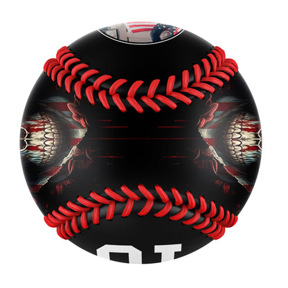 Custom Black American Flag Skull Photo Baseballs