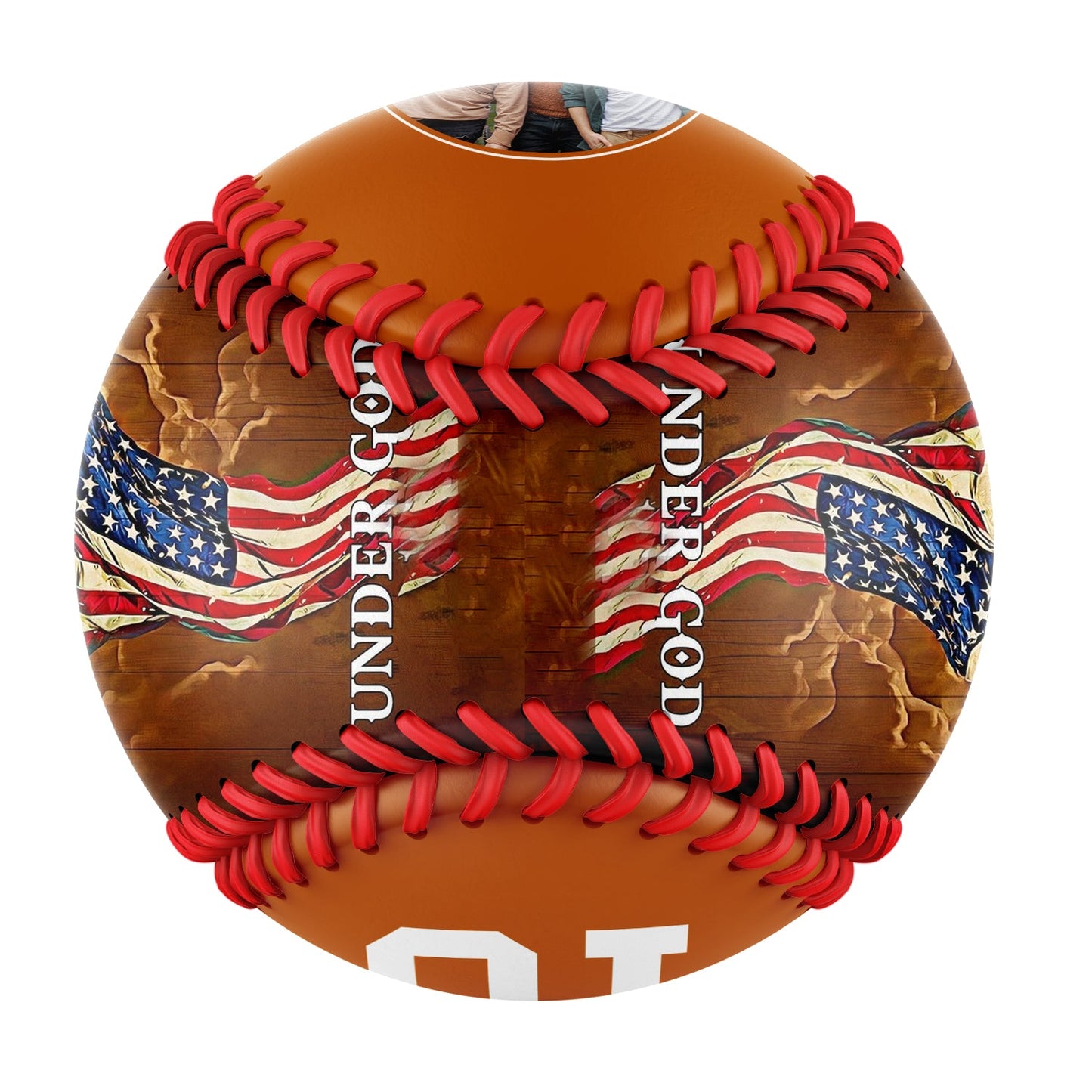 Custom Texas Orange American Flag Eagle Cross Photo Baseballs