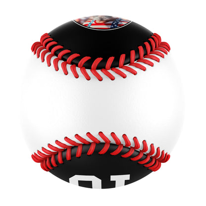 Custom Black American Flag Eagle Photo Baseballs