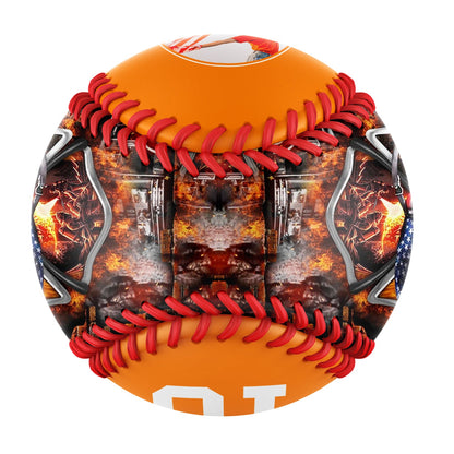 Custom Bay Orange American Flag Firefighter Photo Baseballs