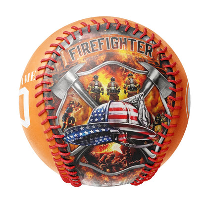 Custom Bay Orange American Flag Firefighter Photo Baseballs