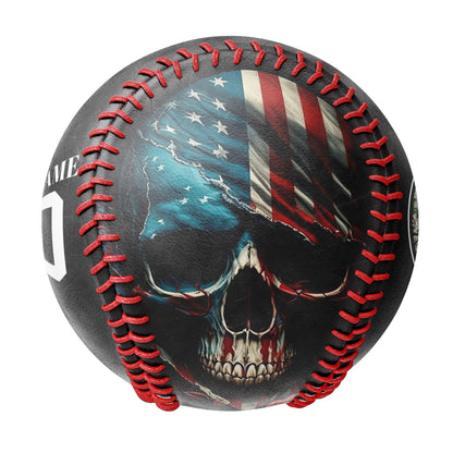 Custom Black American Flag Skull Photo Baseballs