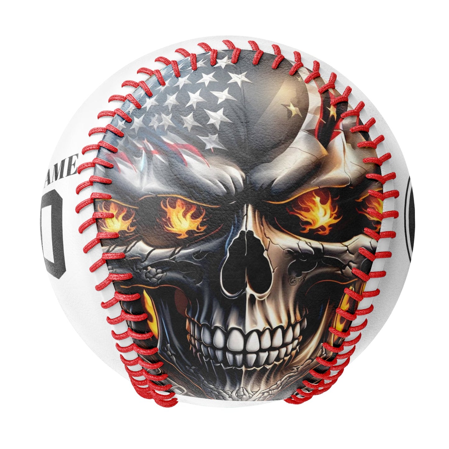 Custom White American Flag Skull Photo Baseballs