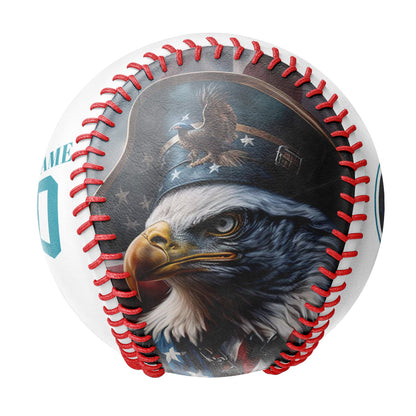 Custom White American Flag Eagle Pirates Photo Baseballs