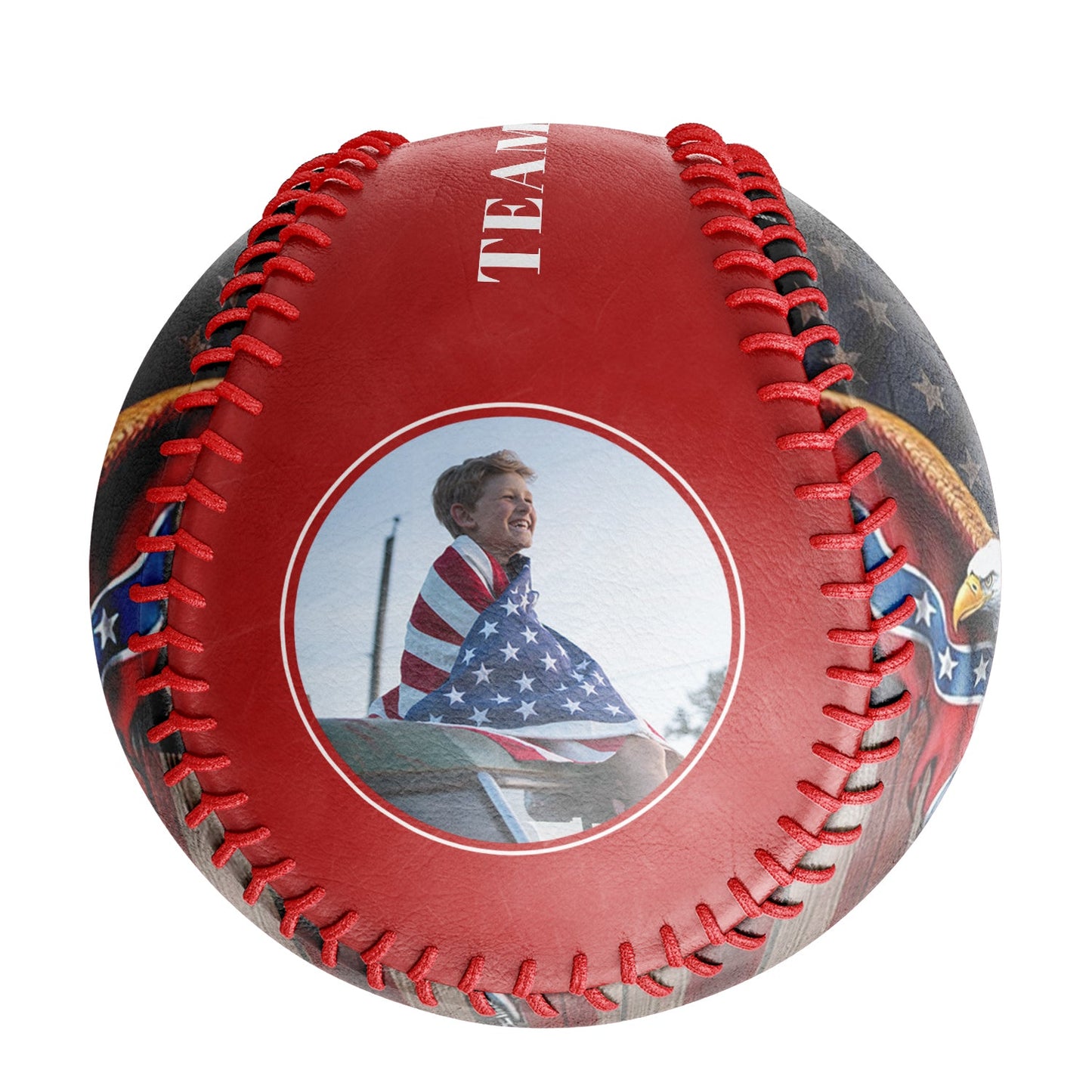 Custom Red American Flag Eagle Photo Baseballs