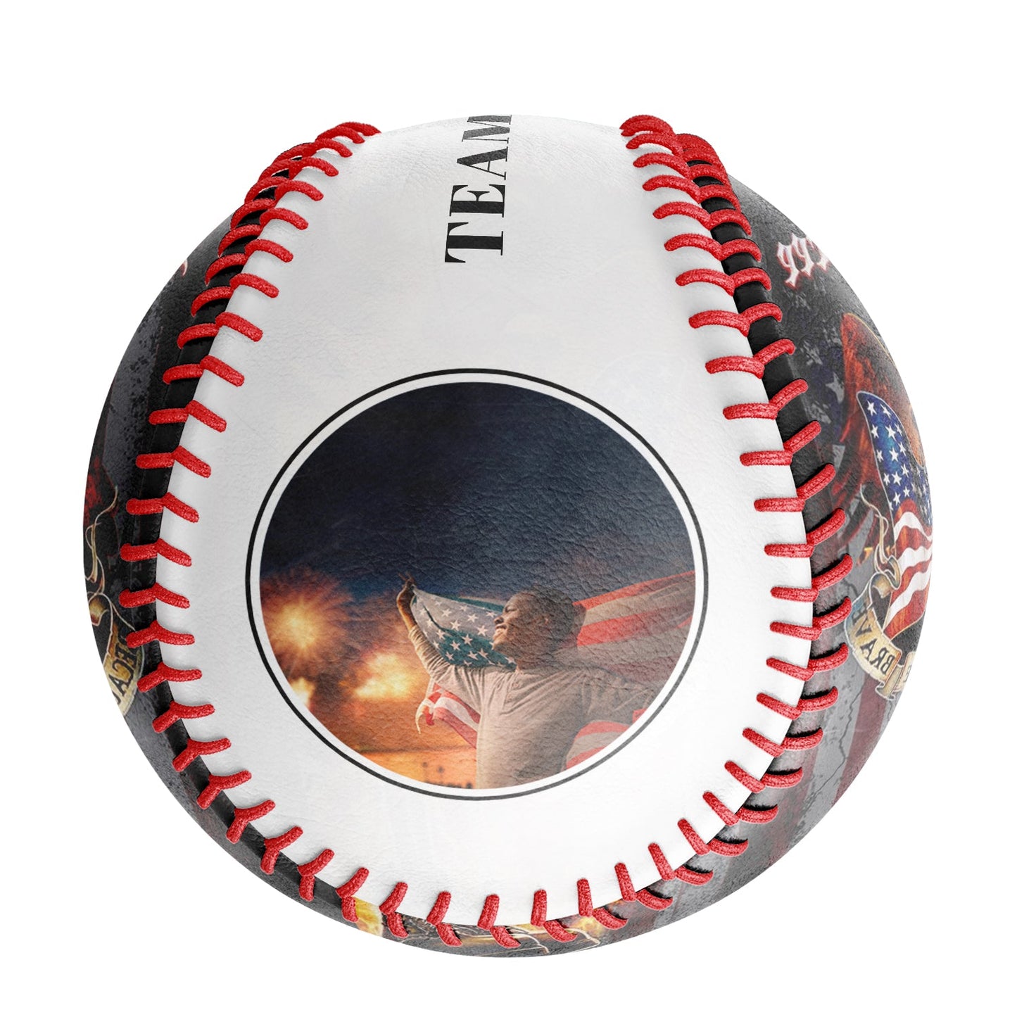 Custom White American Flag Eagle Veterans Photo Baseballs