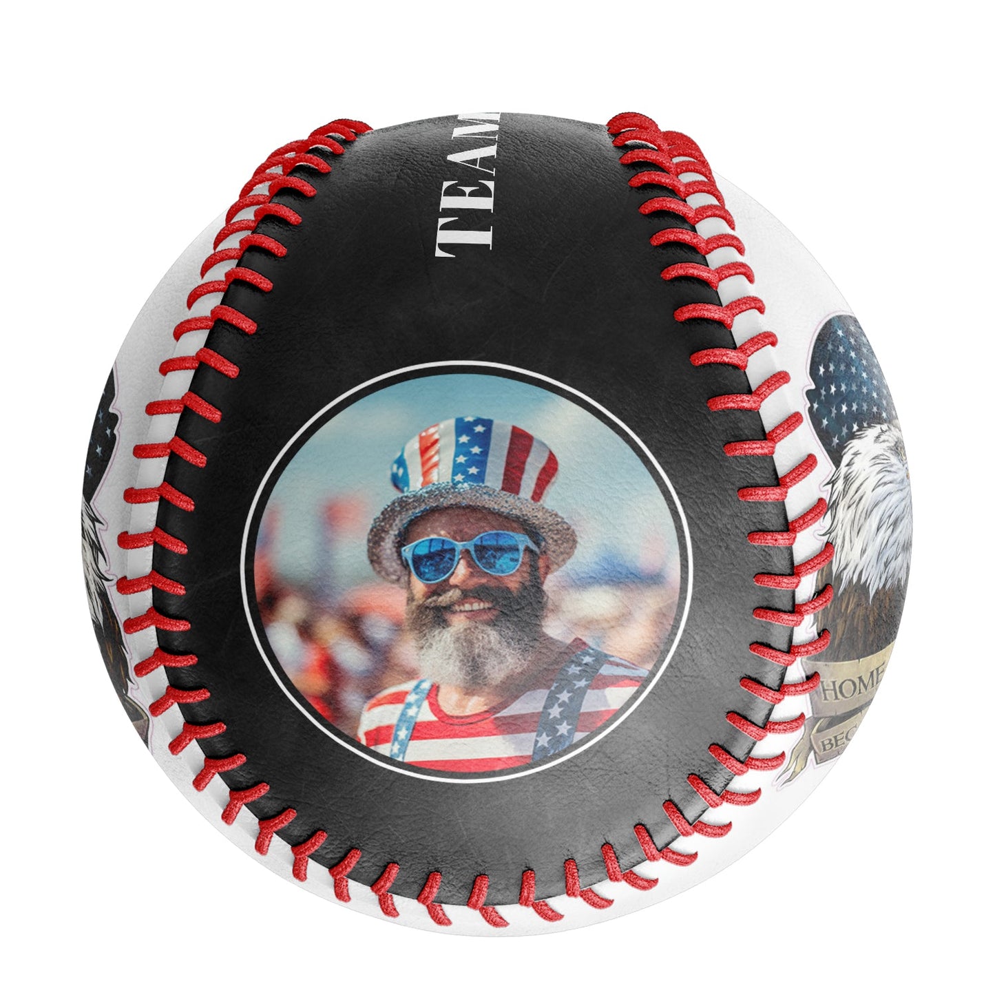 Custom Black American Flag Eagle Photo Baseballs