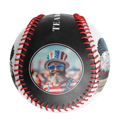 Custom Black American Flag Eagle Photo Baseballs