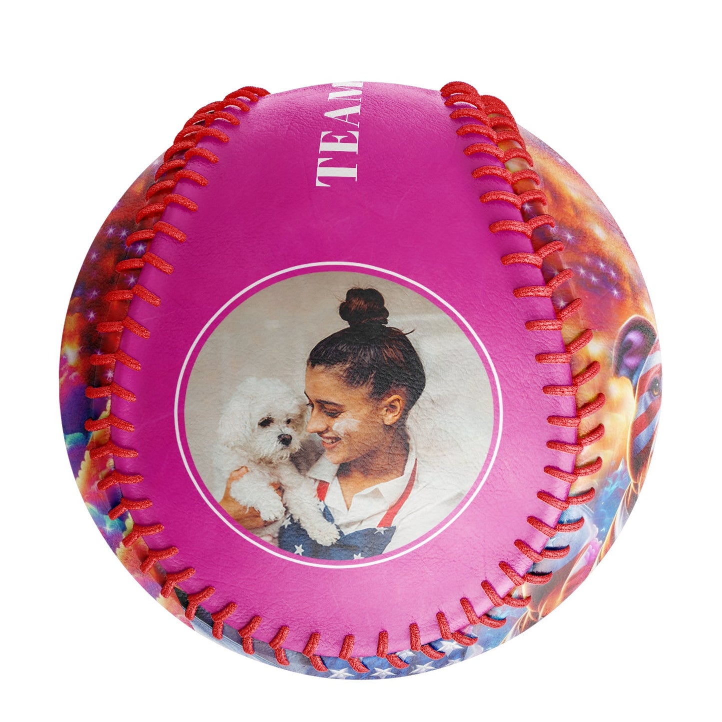 Custom Pink American Flag Dog Photo Baseballs