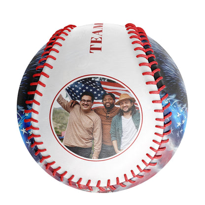 Custom White American Flag Eagle Photo Baseballs