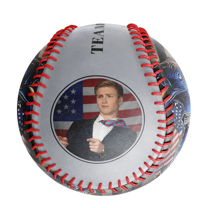 Custom Light Grey American Flag Eagle Photo Baseballs