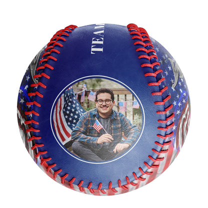 Custom Royal American Flag Eagle Photo Baseballs