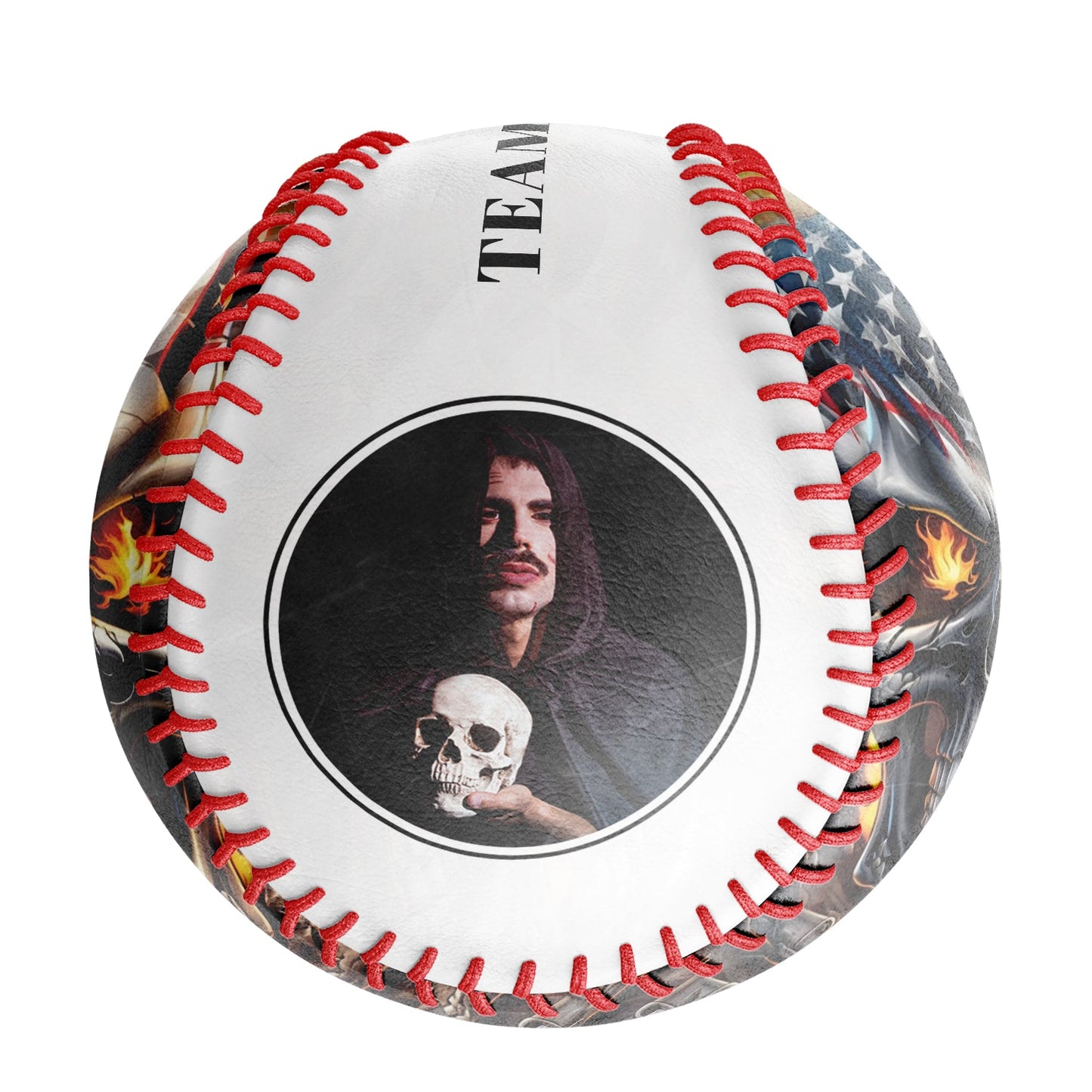 Custom White American Flag Skull Photo Baseballs