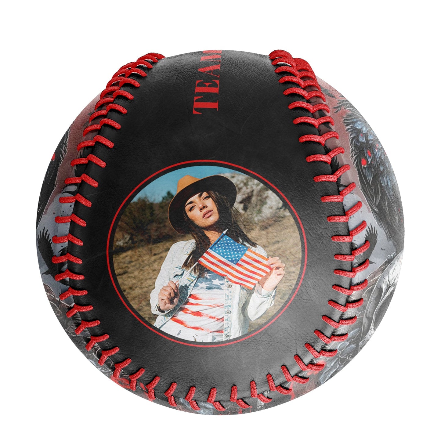 Custom Black Eagle Skull Halloween Photo Baseballs